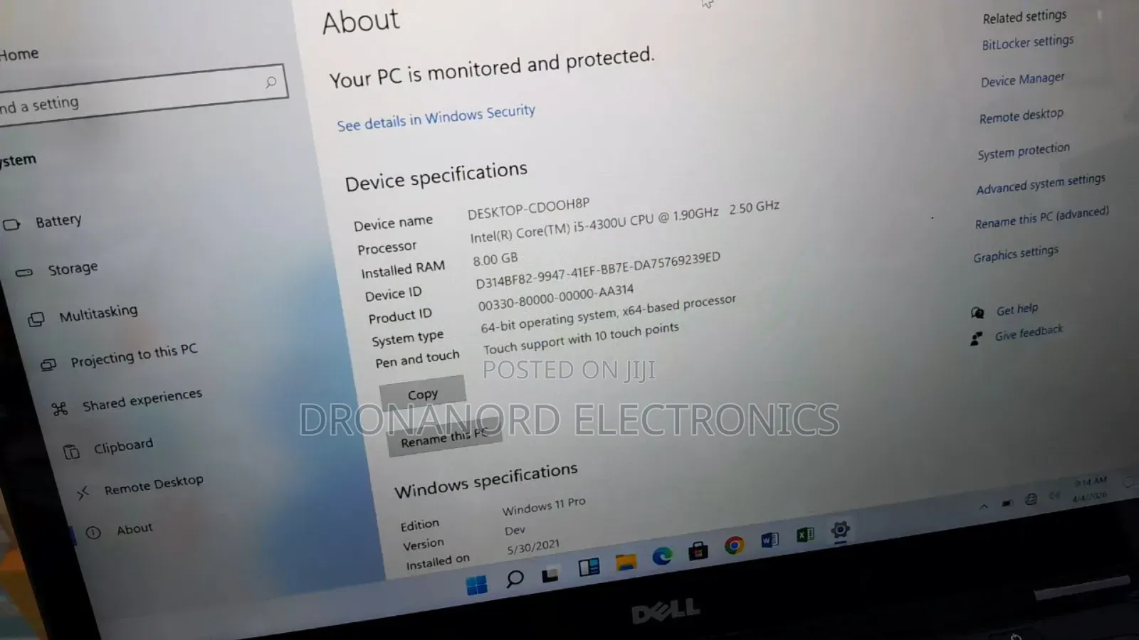 Laptop Dell 8GB Intel Core i5 HDD 500GB