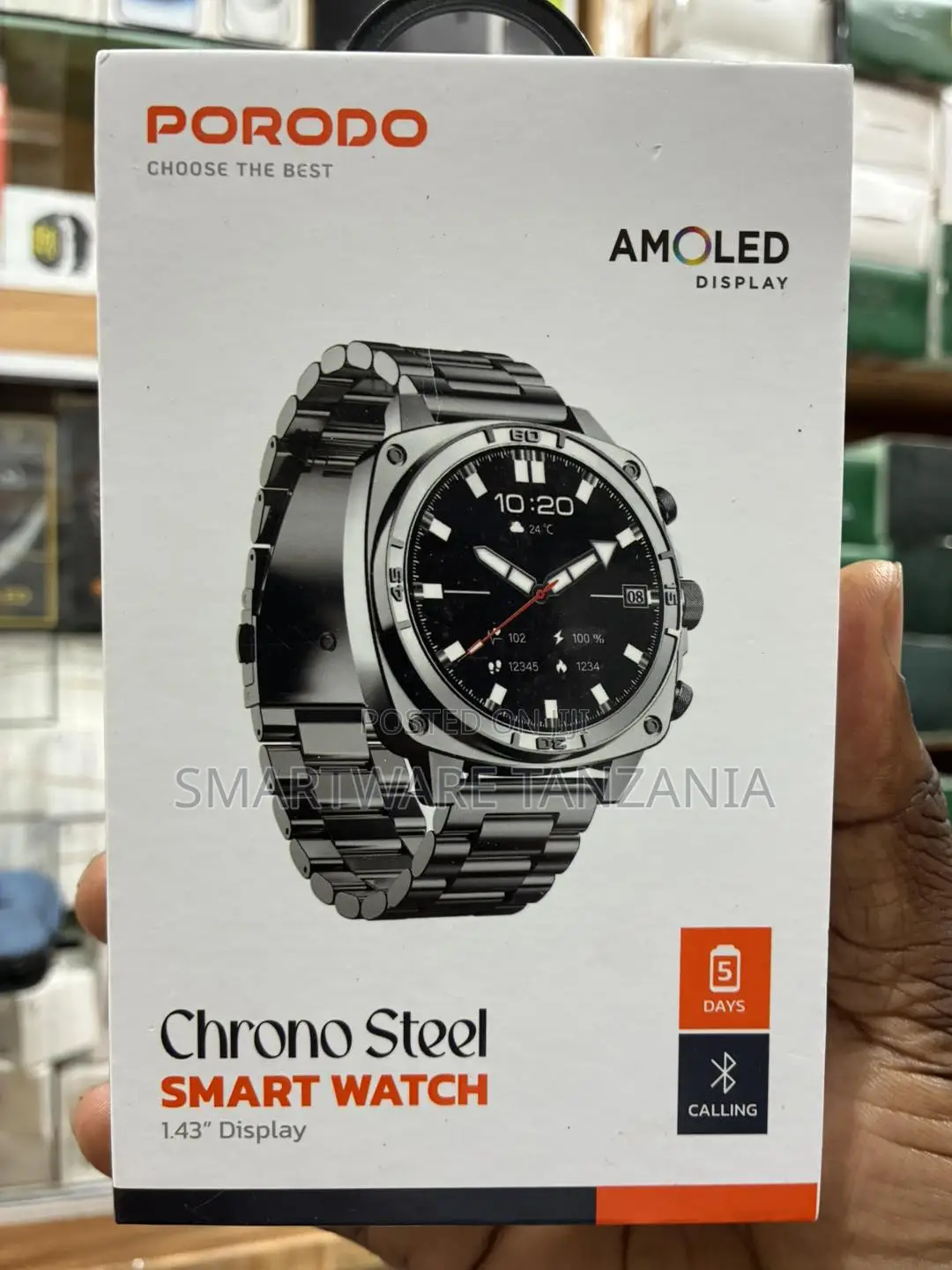 Porodo Chrono Steel Amoled Smartwatch 1.43 Inch Bt Calling 5day