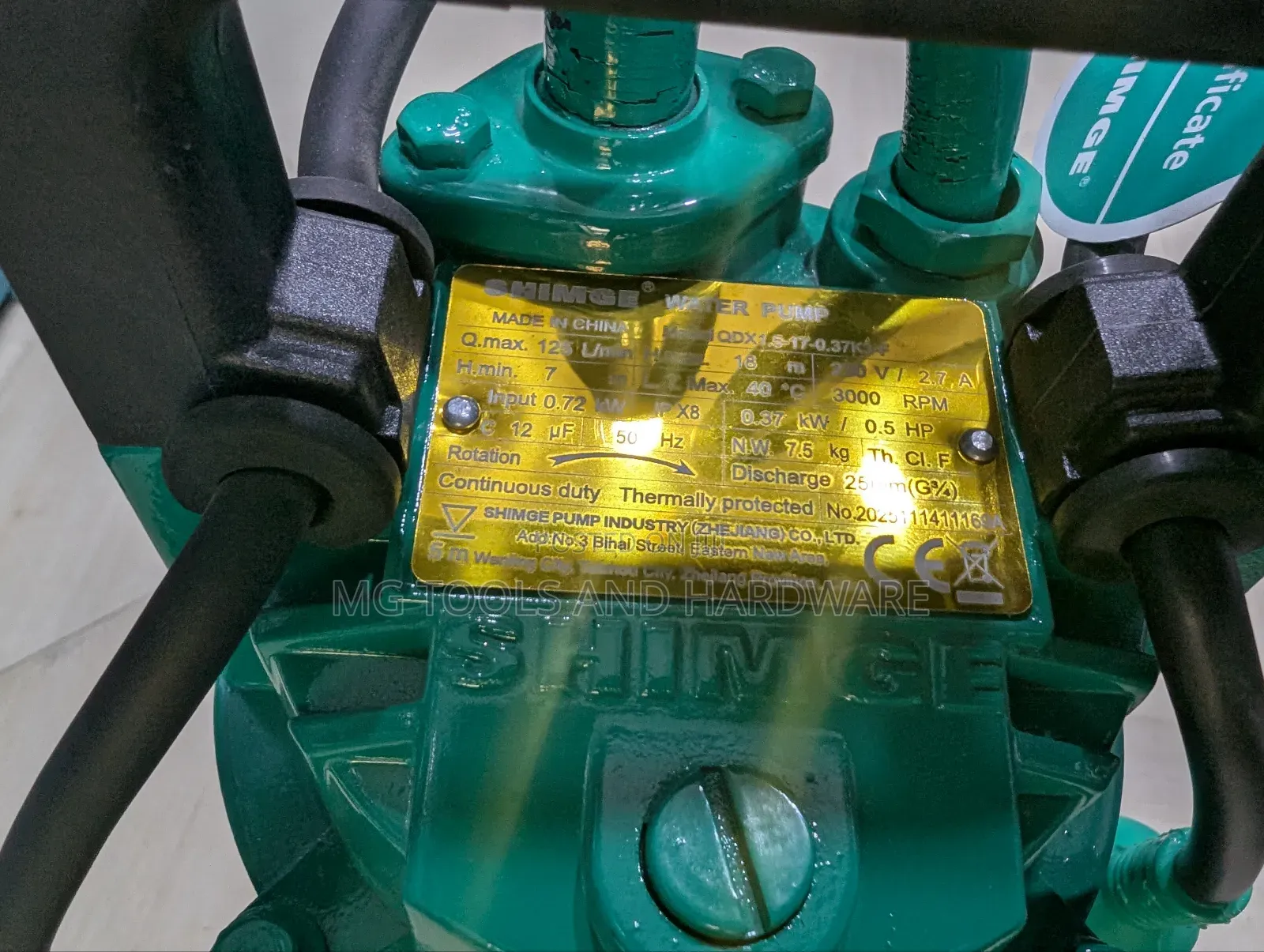 Shimge Submirsible Clean Water Pump Hp 0.5