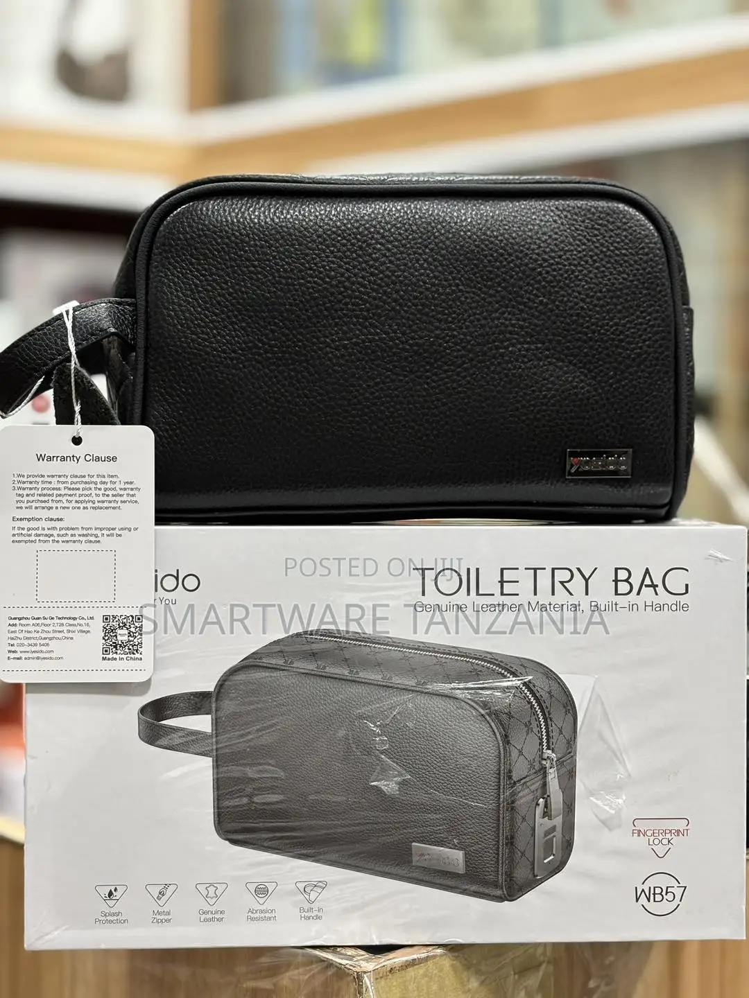 Yesido Genuine Leather Travel Bag With Secure Fingerprint Access