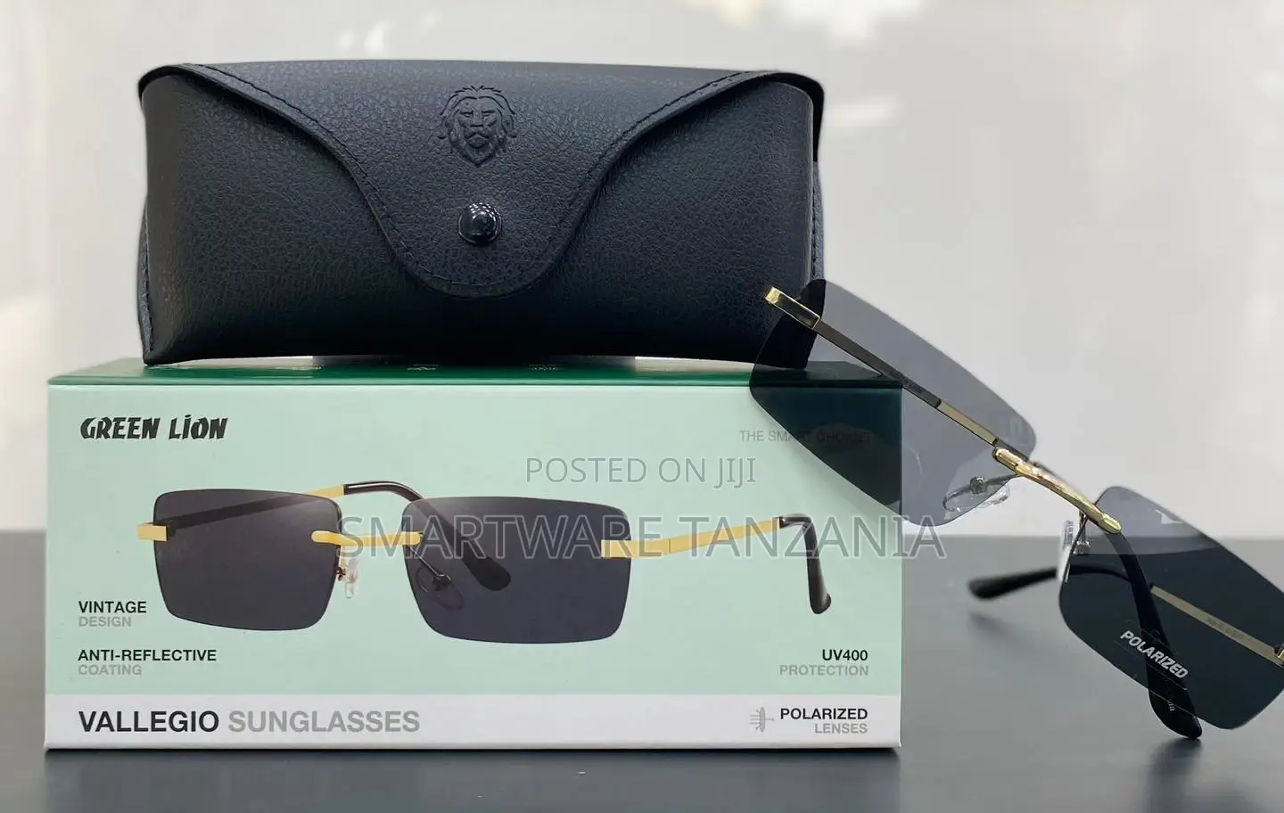 Green Lion Vallegio Rimless Sunglasses Polarized Uv400 Gold Frame
