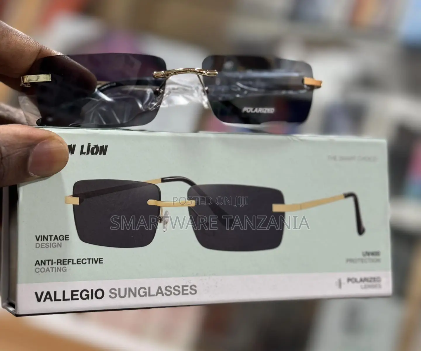 Green Lion Vallegio Vintage Rimless Polarized Sunglasses Anti-Glare