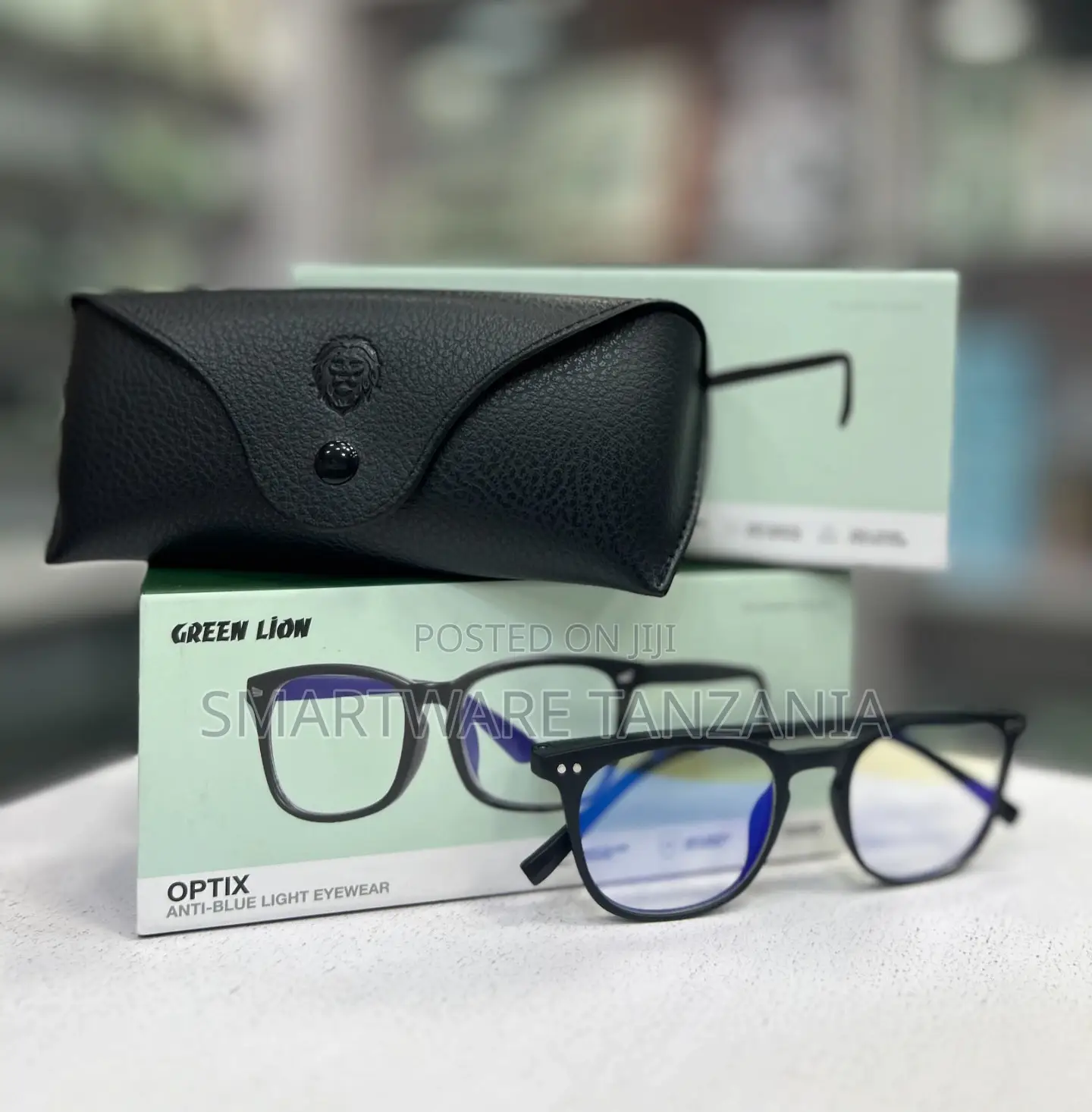 Green Lion Optix Anti-Blue Light Eyewear Black Frame With Leather Case