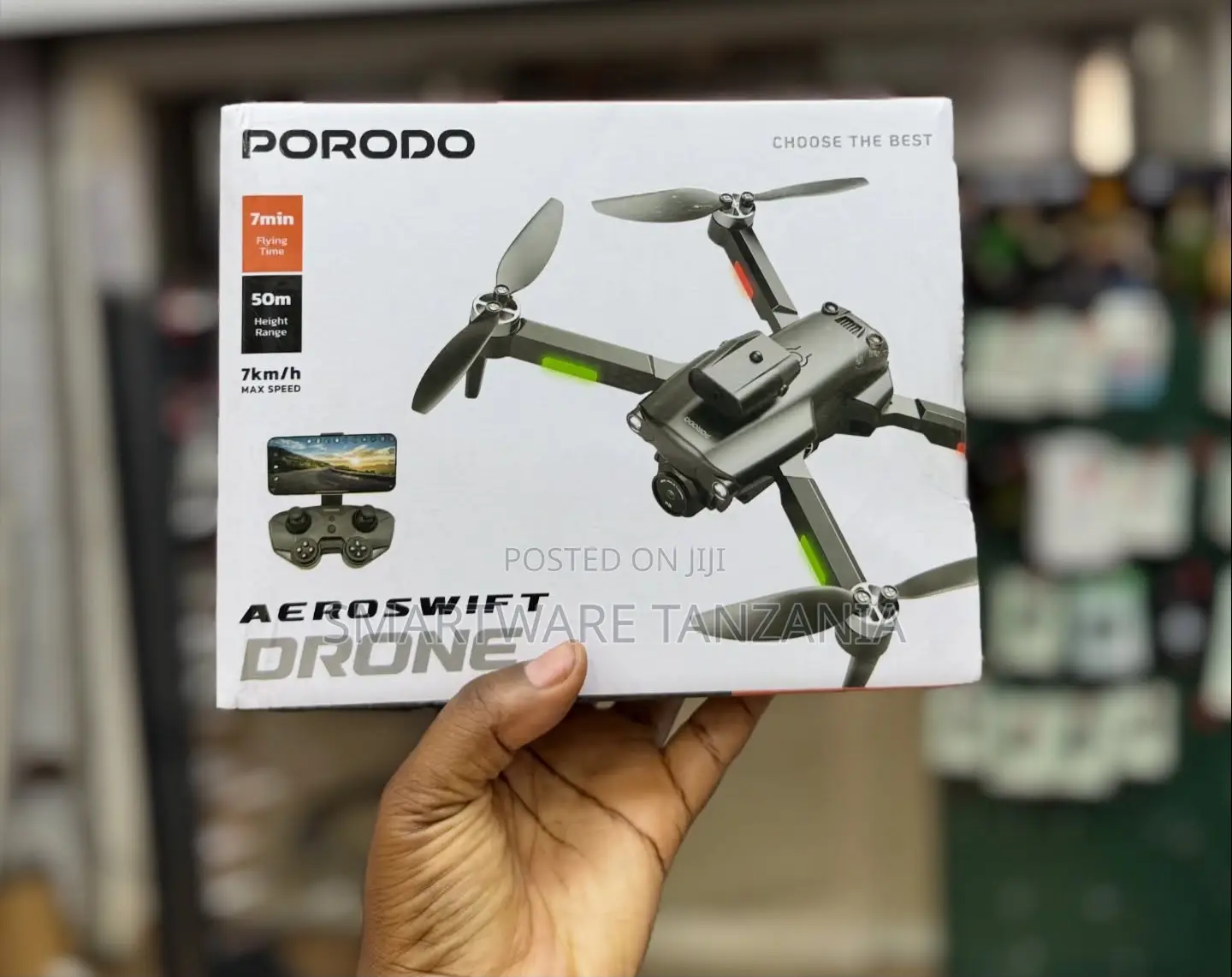 Porodo Aeroswift Drone 7 Min Flight 50m Height Range Camera 7km/H