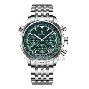 Poedagar 960 Luxury Military Watch for Men Silver and Green