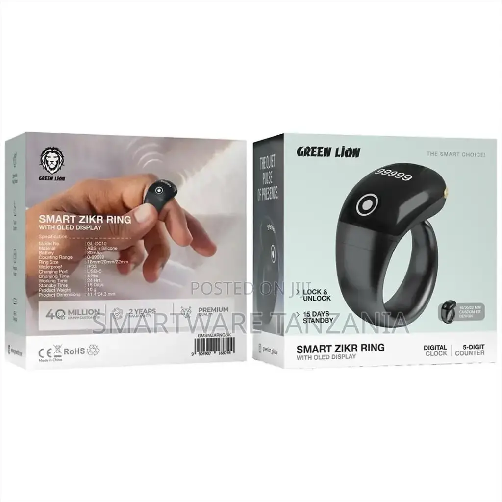 Green Lion Smart Zikr Ring Oled Display 5-Digit Counter 15 Day Standby