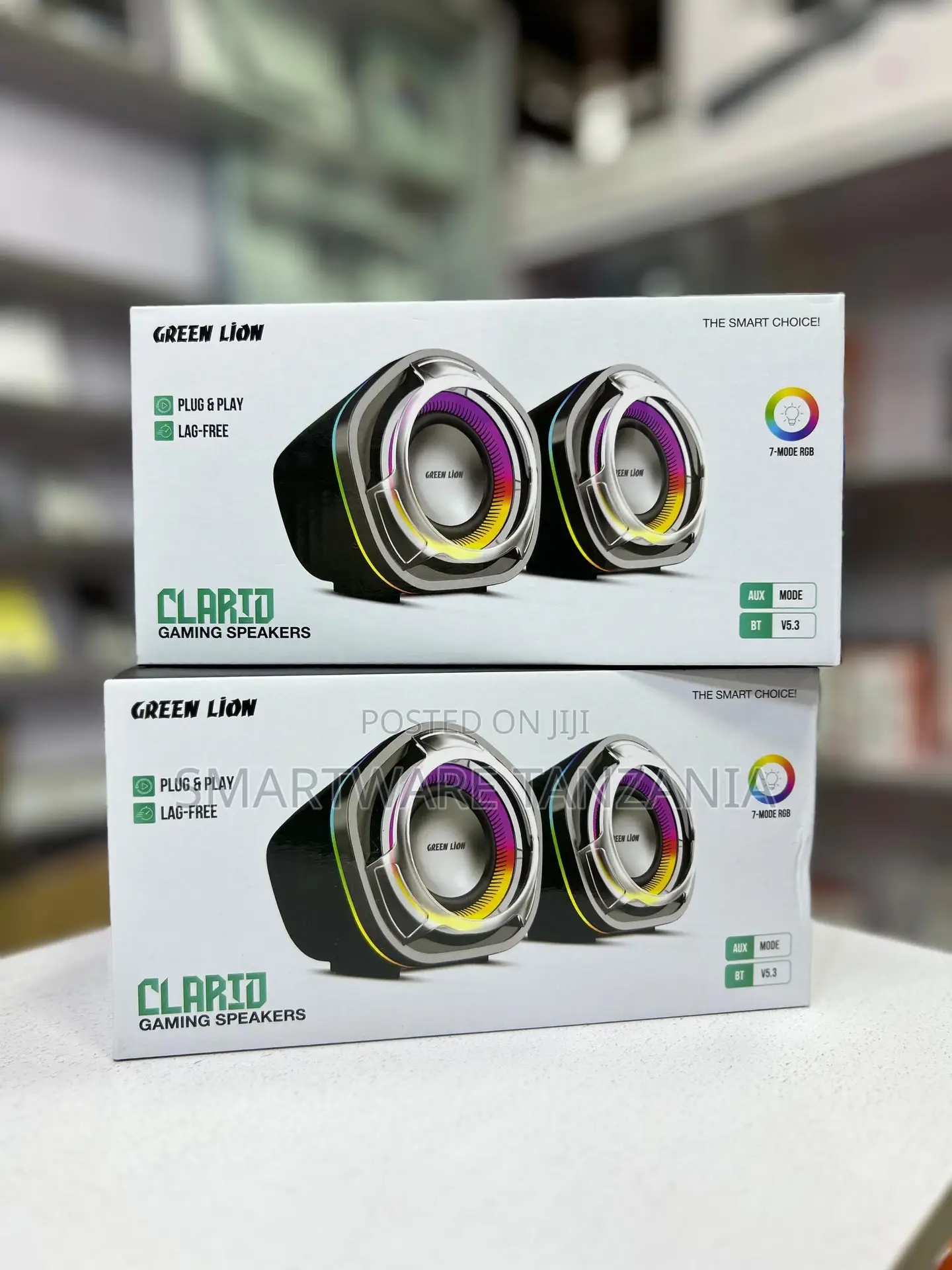 Green Lion Clario Gaming Speakers 7-Mode RGB Bt 5.3 Aux Plug Play