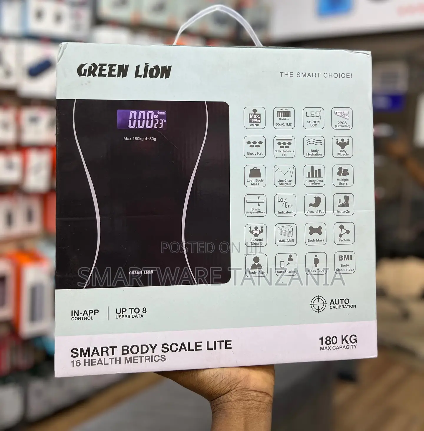 Green Lion Smart Body Scale Lite 16 Health Metrics 180kg 8 Users App