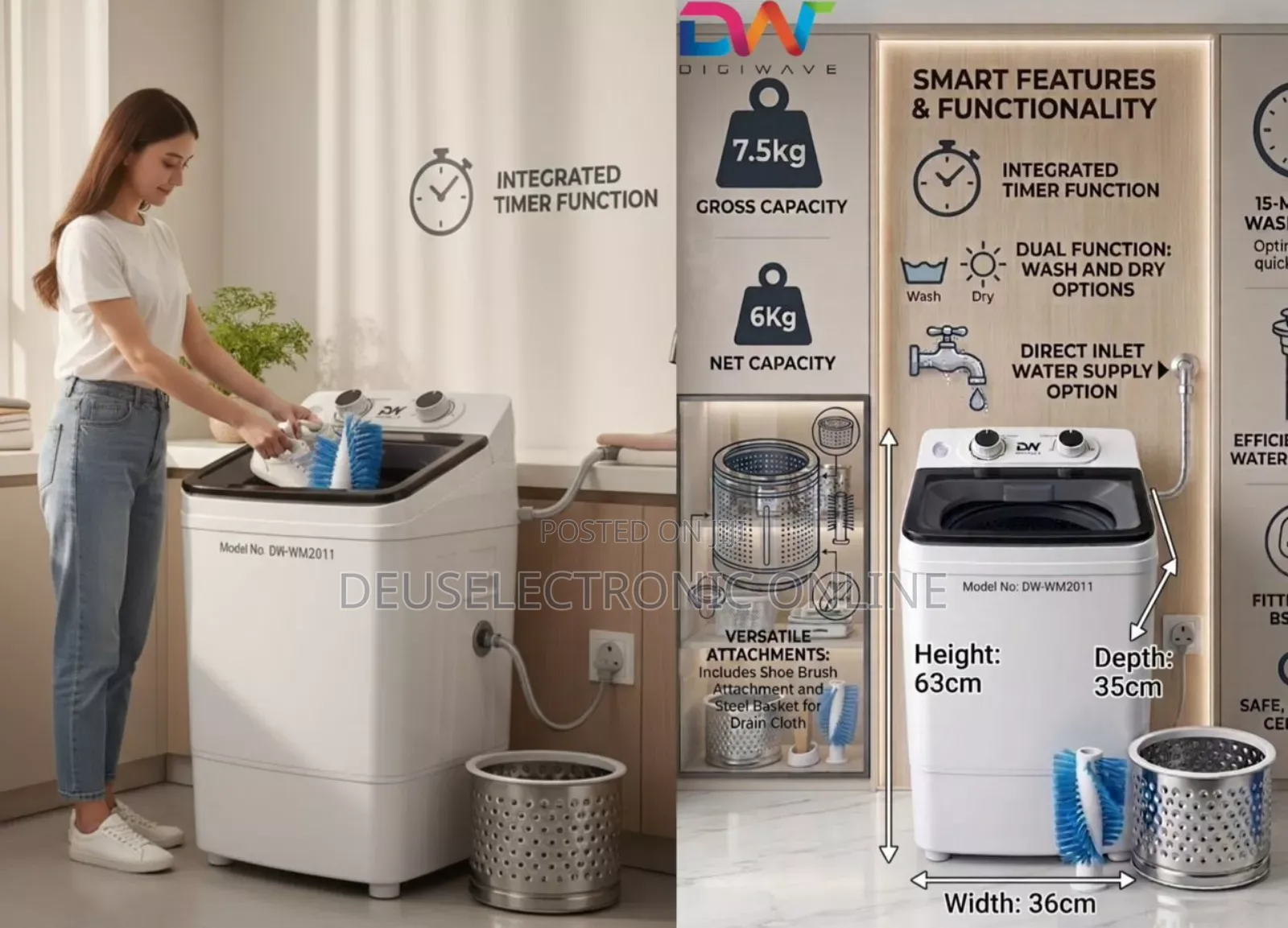 *Digiwave Washing Machine 7.5kg