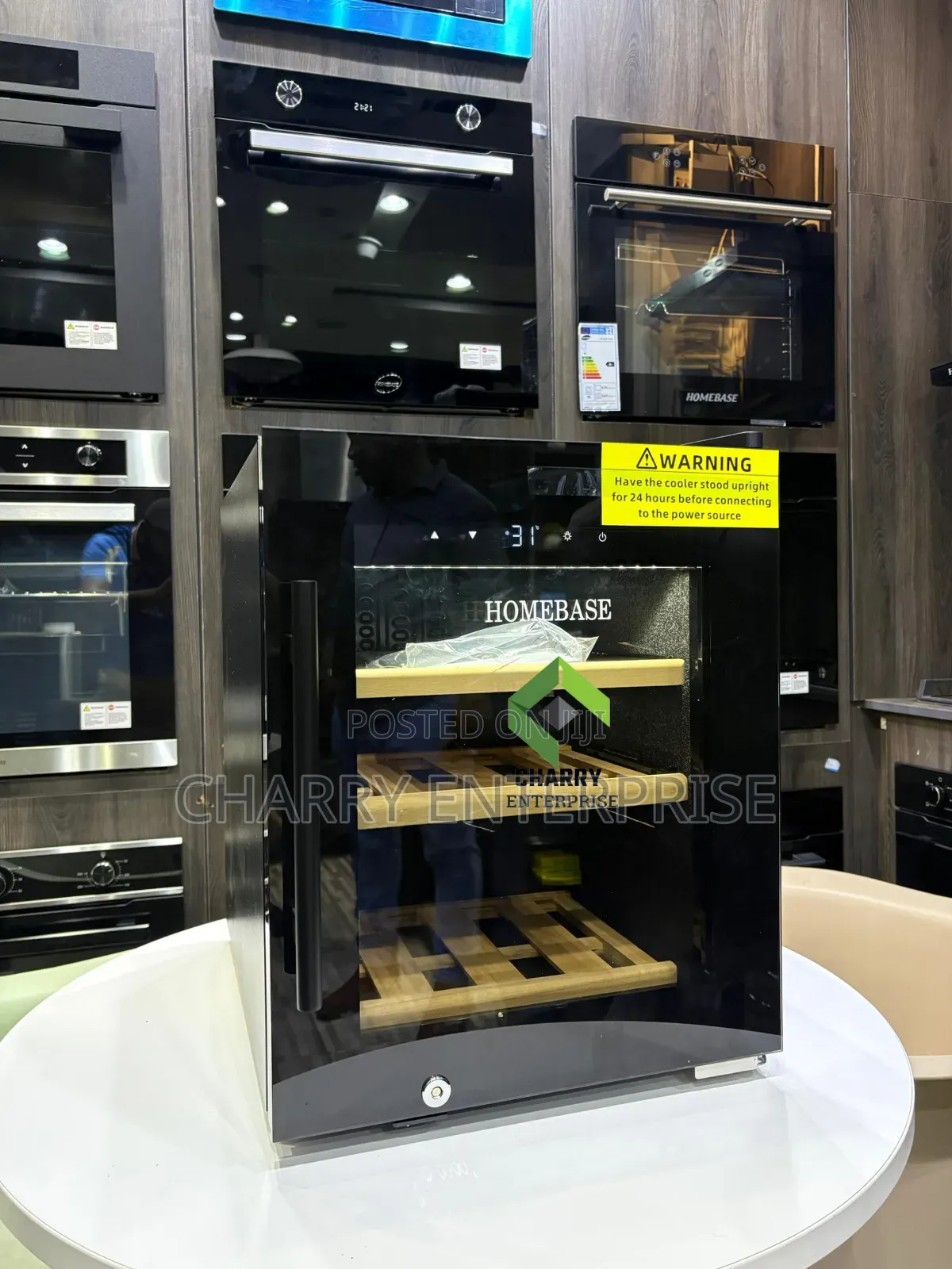 Homebase Free Standing Wine Cooler 12 Bottles With Wood Shelves