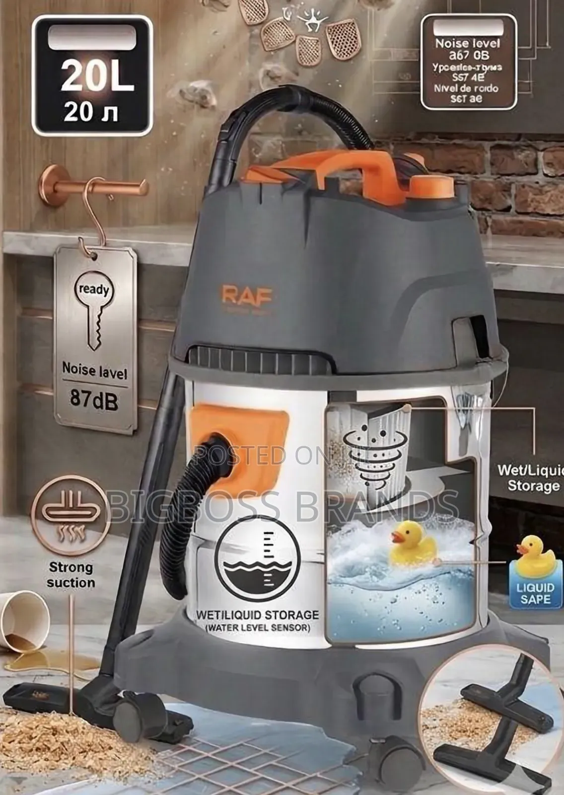 Raf Wet Dry Vaccum Cleaner 20 Lit Steel Body