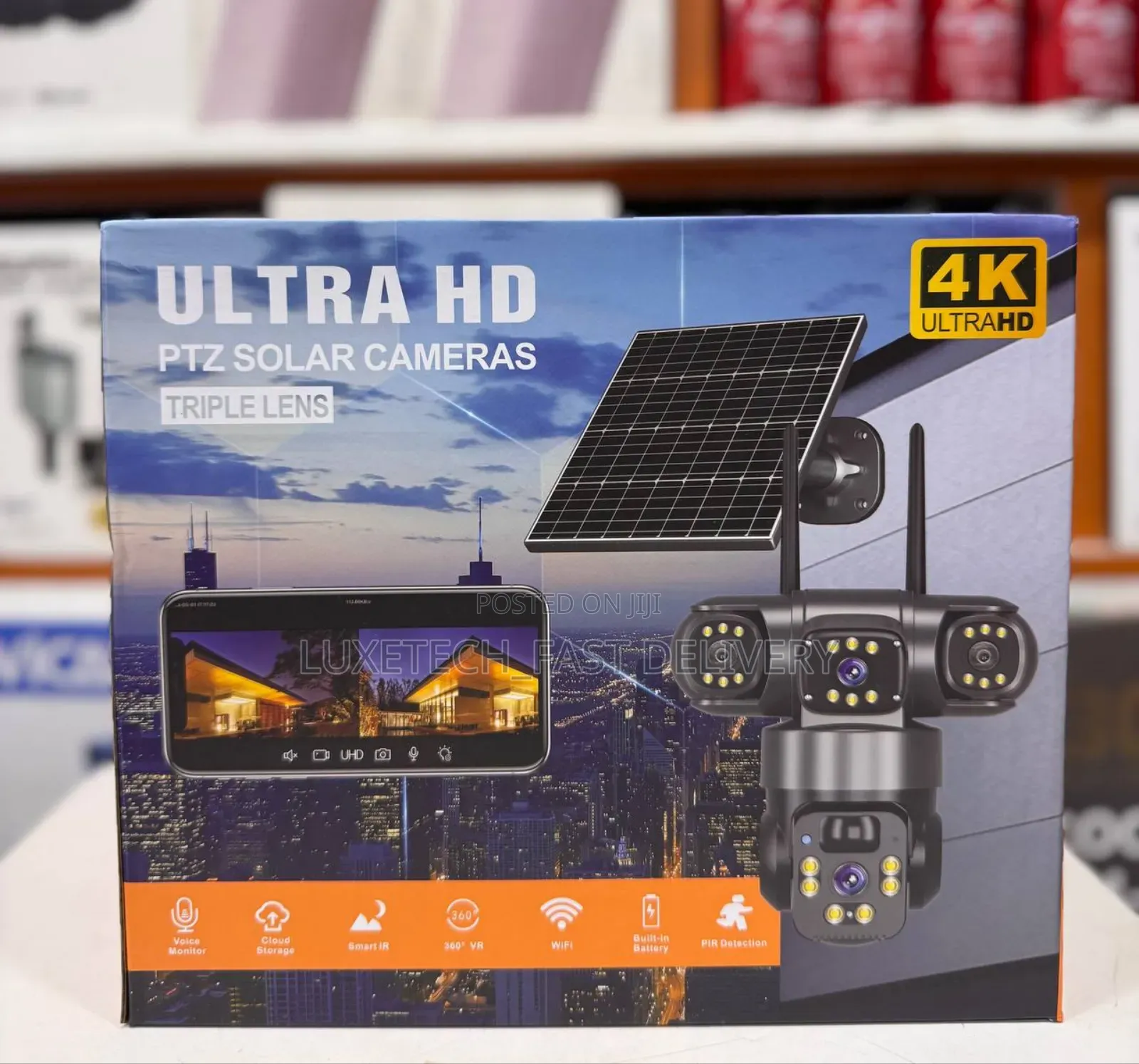 V380 Pro Ultra Hd Triple Lens PTZ Solar Security Camera