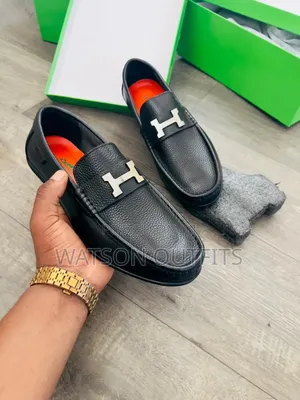Men's Leather Shoes One Colour Hermes and Gucci Brands Double Brands