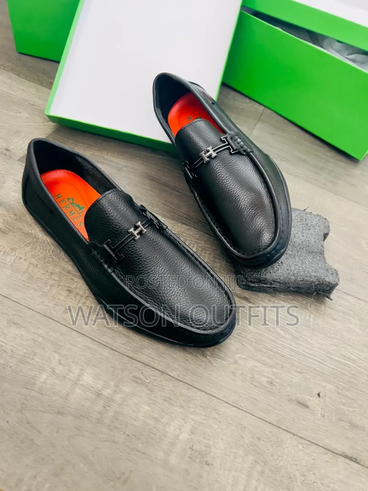 Men's Leather Shoes One Colour Hermes and Gucci Brands Double Brands