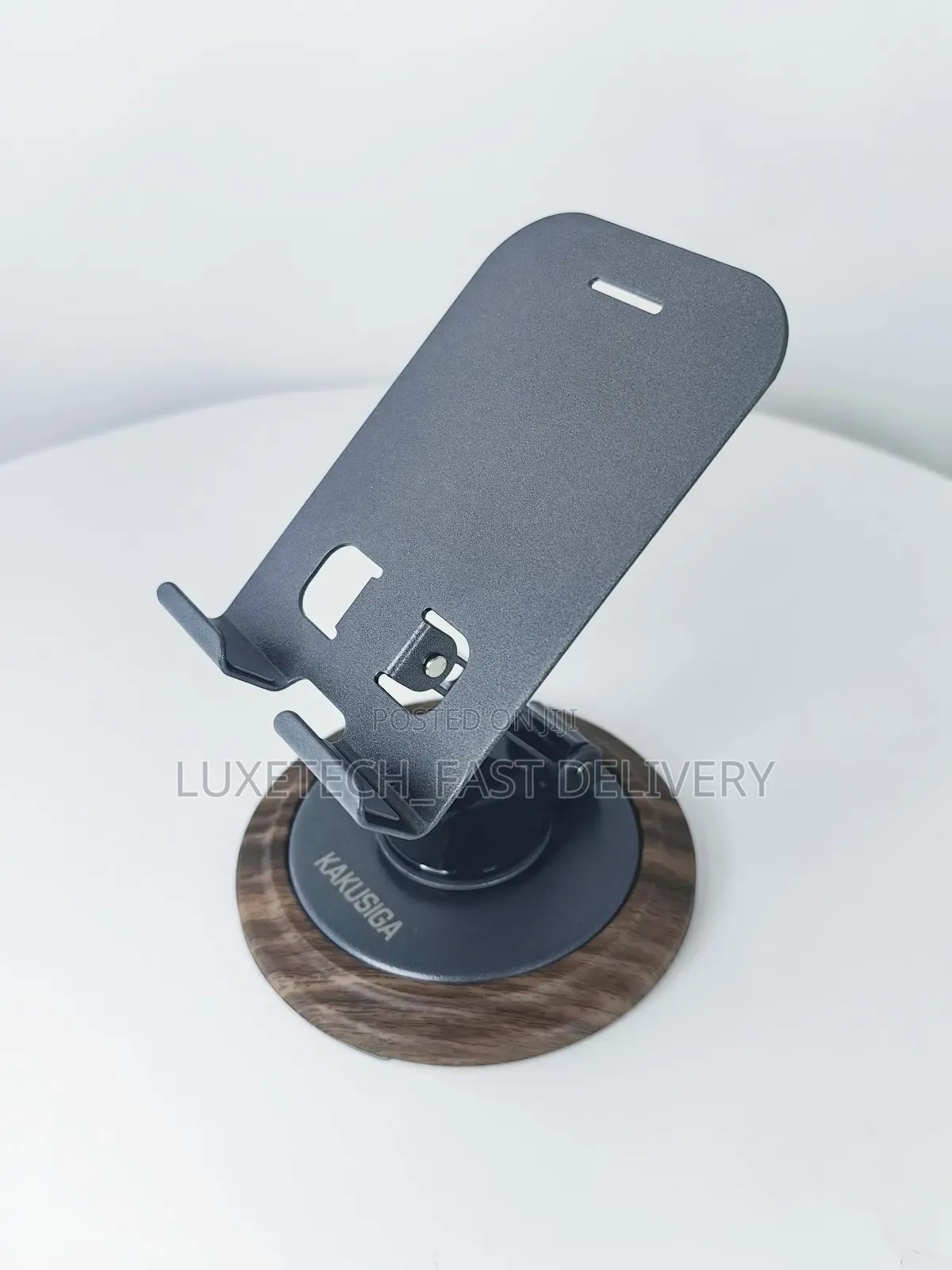 Metal and Wooden Foldable Desktop Smartphone Holder 360° Rotating Base