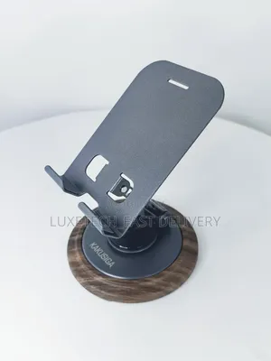 Metal and Wooden Foldable Desktop Smartphone Holder 360° Rotating Base