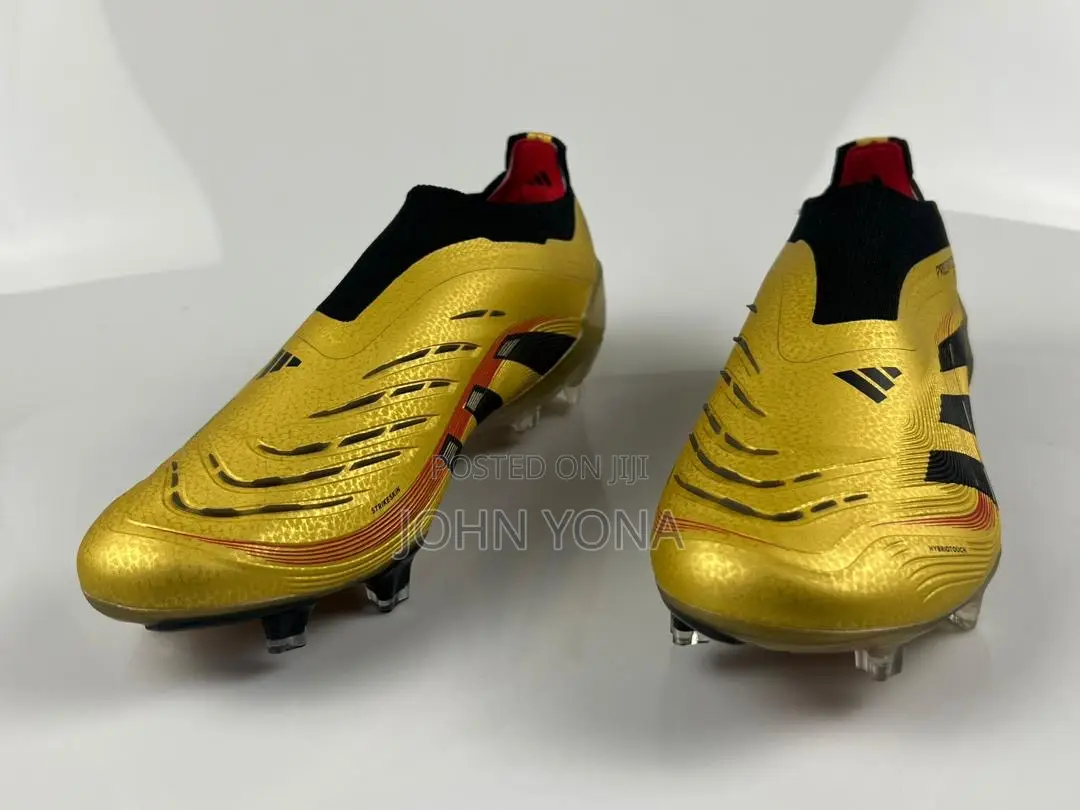 Adidas Predator Elite Laceless Soccer Cleats in Metallic Gold Colorway