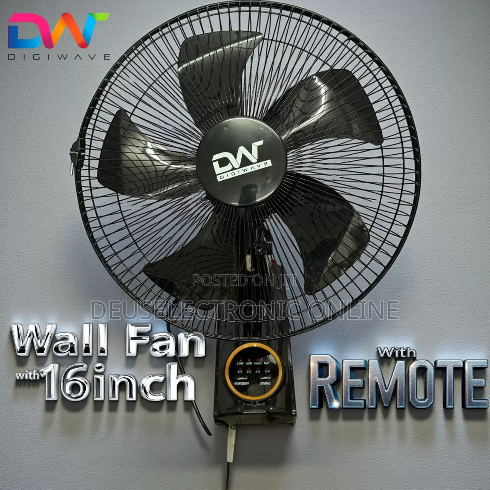 *Digiwave 16inch Wall Fan With Remote