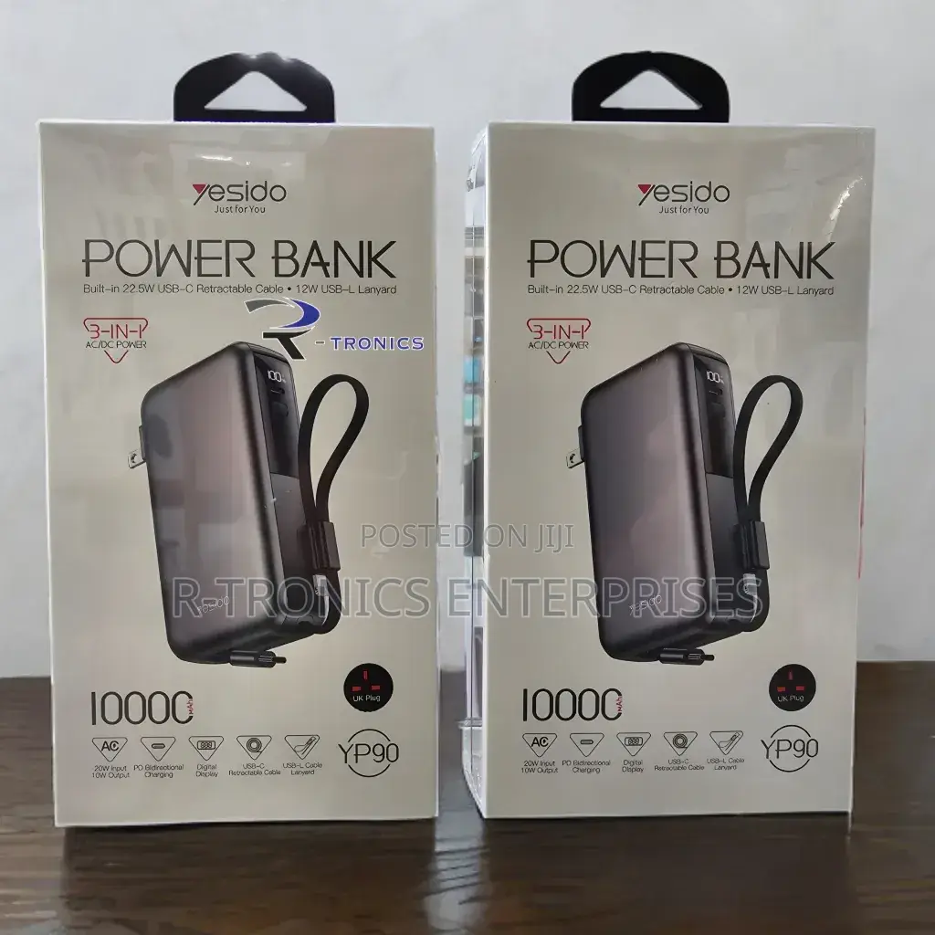 Yesido Yp90 (10,000mah) 3-in-1 Power Bank and Wall Charger Hybrid