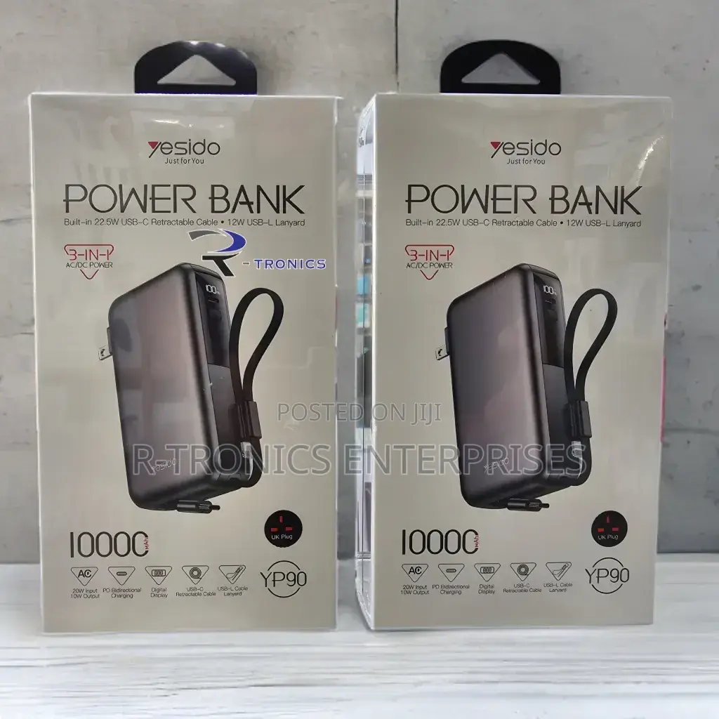 Yesido Yp90 (10,000mah) 3-in-1 Power Bank and Wall Charger Hybrid