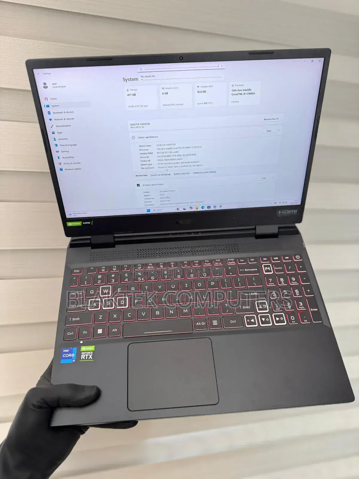 New Laptop Acer Nitro 5 16GB Intel Core Ultra 9 SSD 512GB
