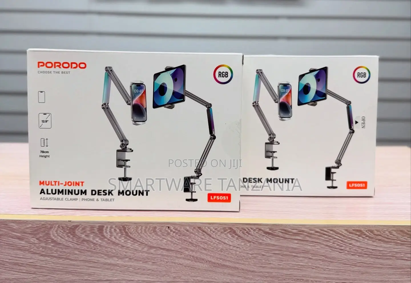 Porodo Lfs051 Rgb Aluminum Desk Mount For Phone And Tablet