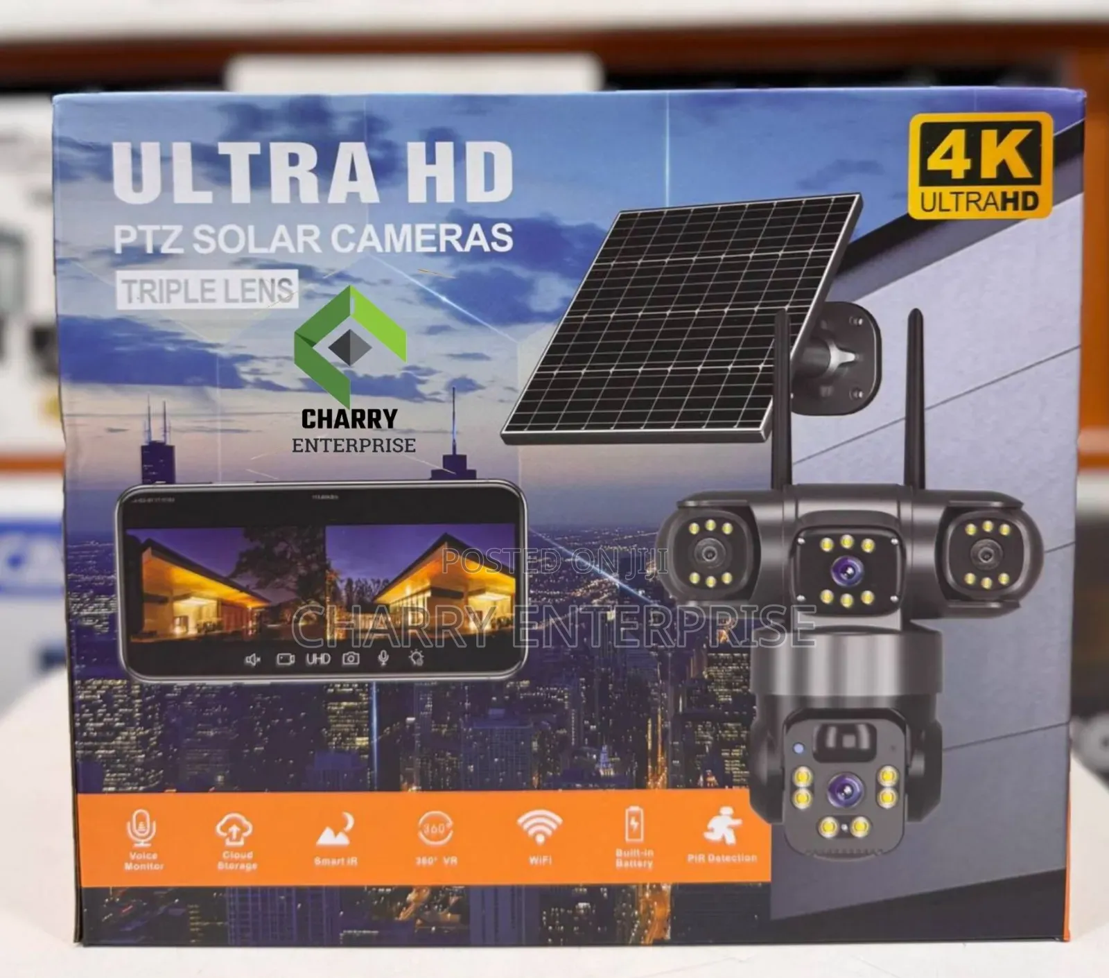 3 Lens Solar CCTV Camera Ultra Hd Sim Card Support Wifi and Sd Card