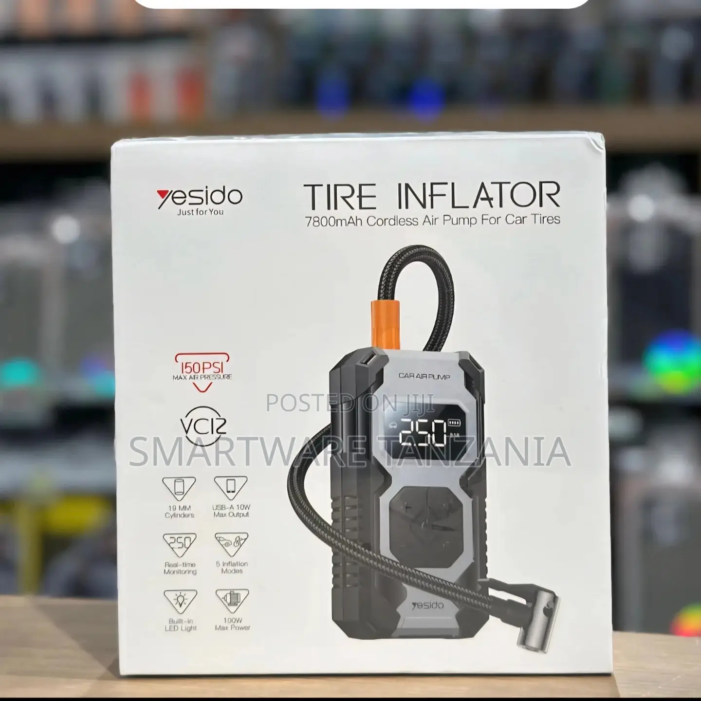 Yesido Vc12 Tire Inflator 7800mah 150psi 5 Modes Led Display