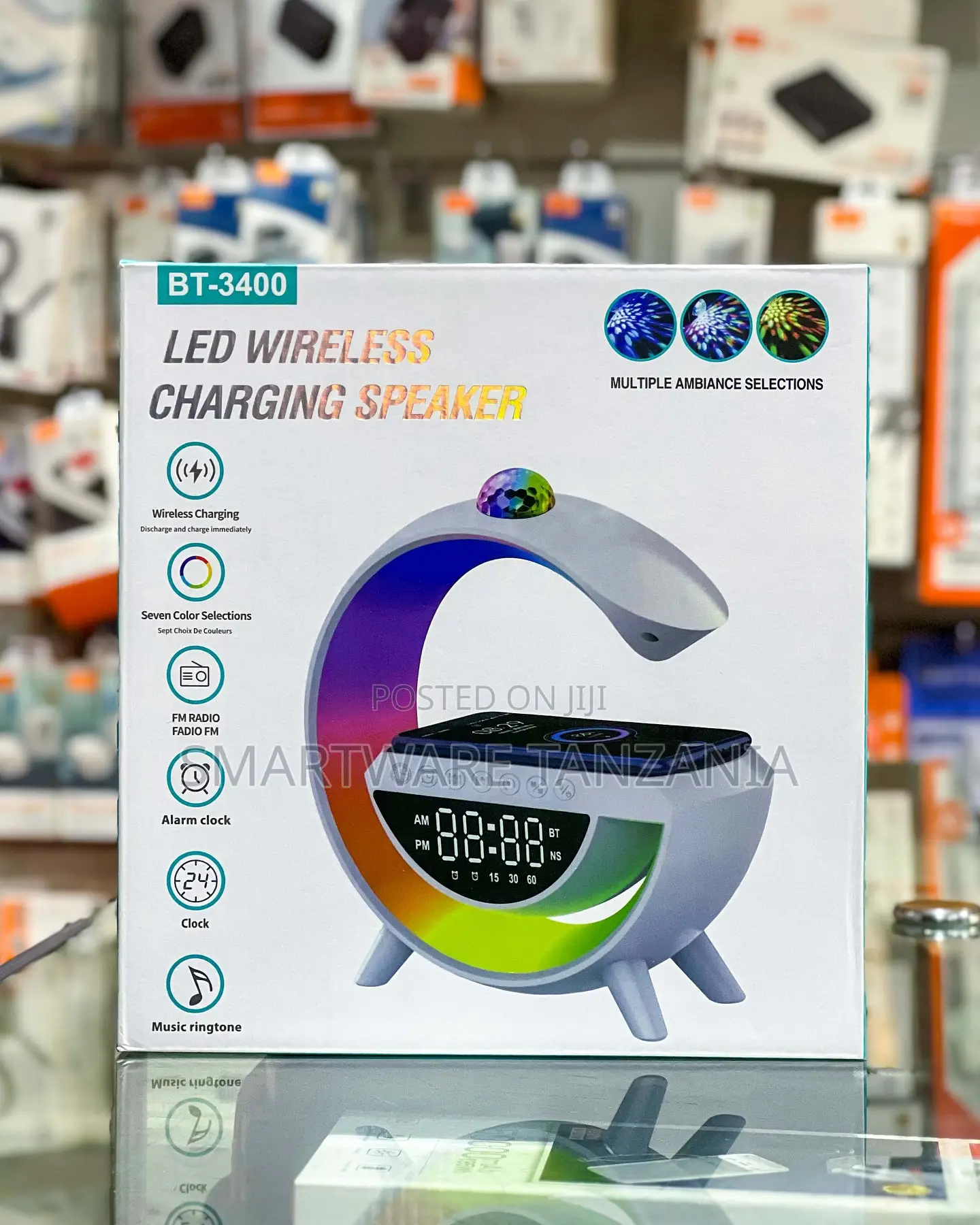 Bt-3400 Led Wireless Charging Speaker With Disco Projector Light