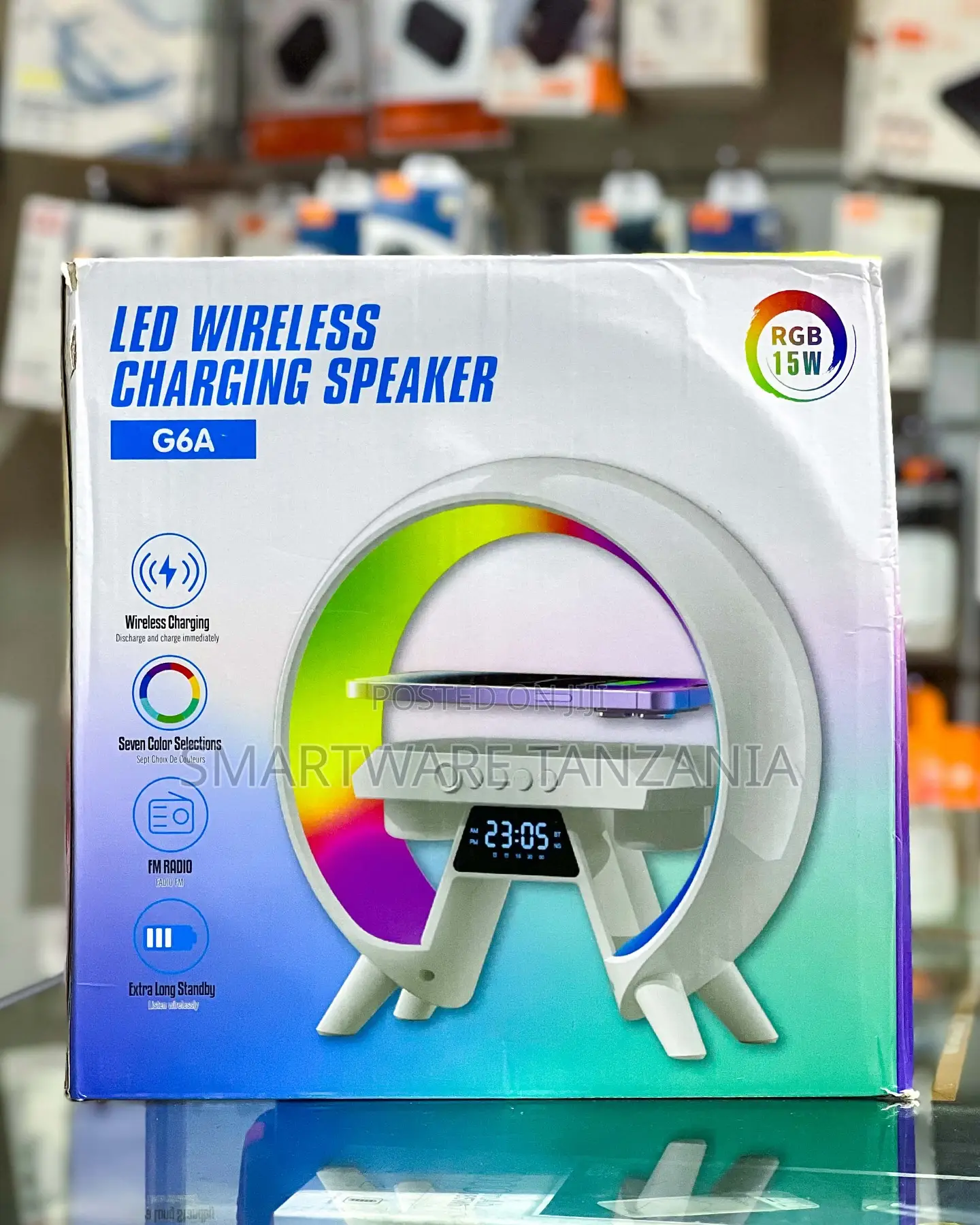 G6a Rgb Led Wireless Charging Speaker 15w Fm Radio Clock