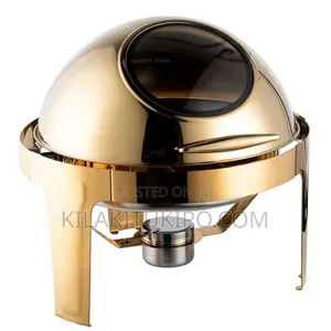 *Roll Top Chaffing Dish 6l With Glass Full Gold