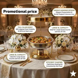 Hanging Chaffing Dish With Glass Full Gold