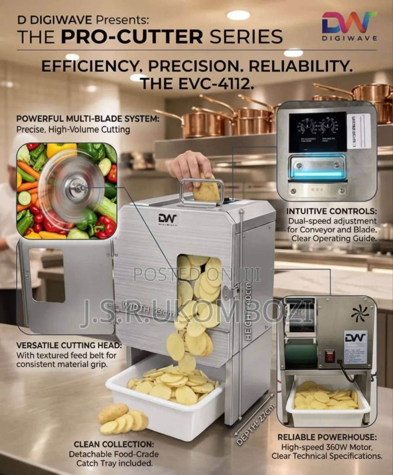 *Digiwave Commercial Pro Cutter/Vegetable Grater *Model No Evc-4112