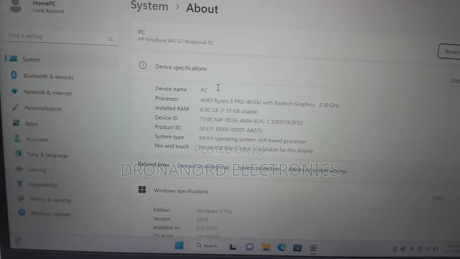 New Laptop HP EliteBook 845 G7 8GB AMD Ryzen 5 SSD 256GB
