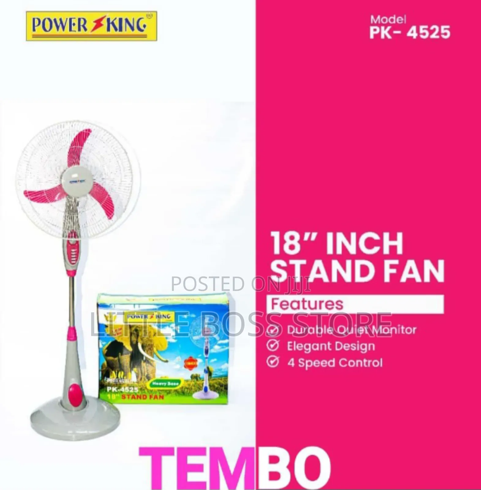 Powerking Stand Fan (Mguu Wa Tembo)