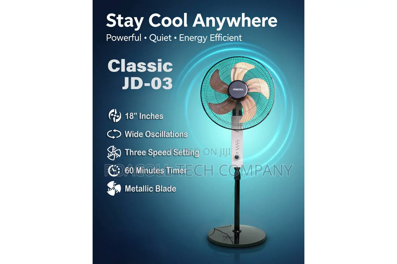 Stand Fan, 16" Inches Metal Blade / Classic Jd-03