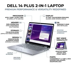 Dell 14 Plus 2-in-1 Laptop – Ultra 7 – 16gb Ram – 1tb SSD