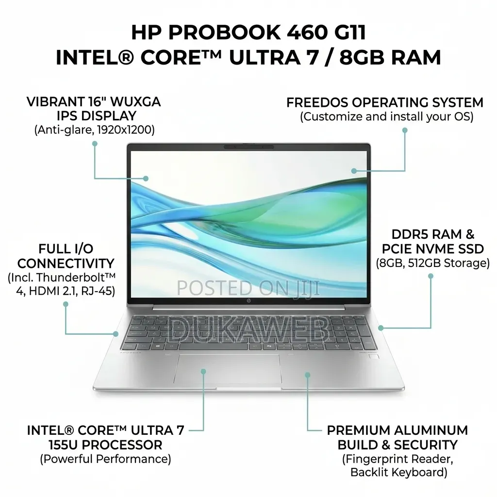 Hp Probook 460 G11 – Ultra 7 155u – 8gb Ram – 512gb SSD – 16′′