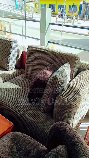 A Sofa With Corduroy Like Texture and a Coffee Table(Full Mninga)
