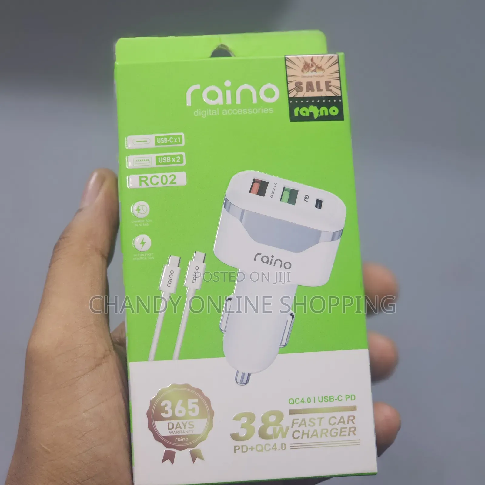 Raino Brand 38w Fast Car Charger With Dual Usb Ports.