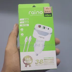 Raino Brand 38w Fast Car Charger With Dual Usb Ports.