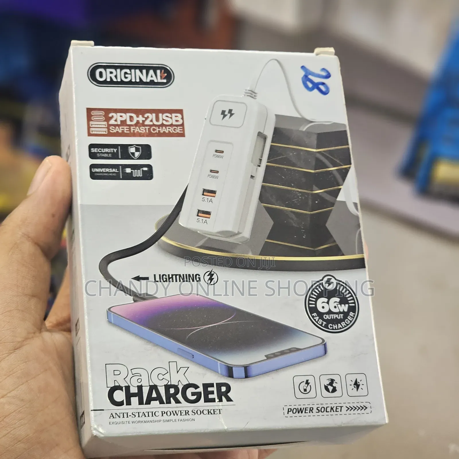 Rack Charger 2pd+2usb Safe Fast Charger Station.
