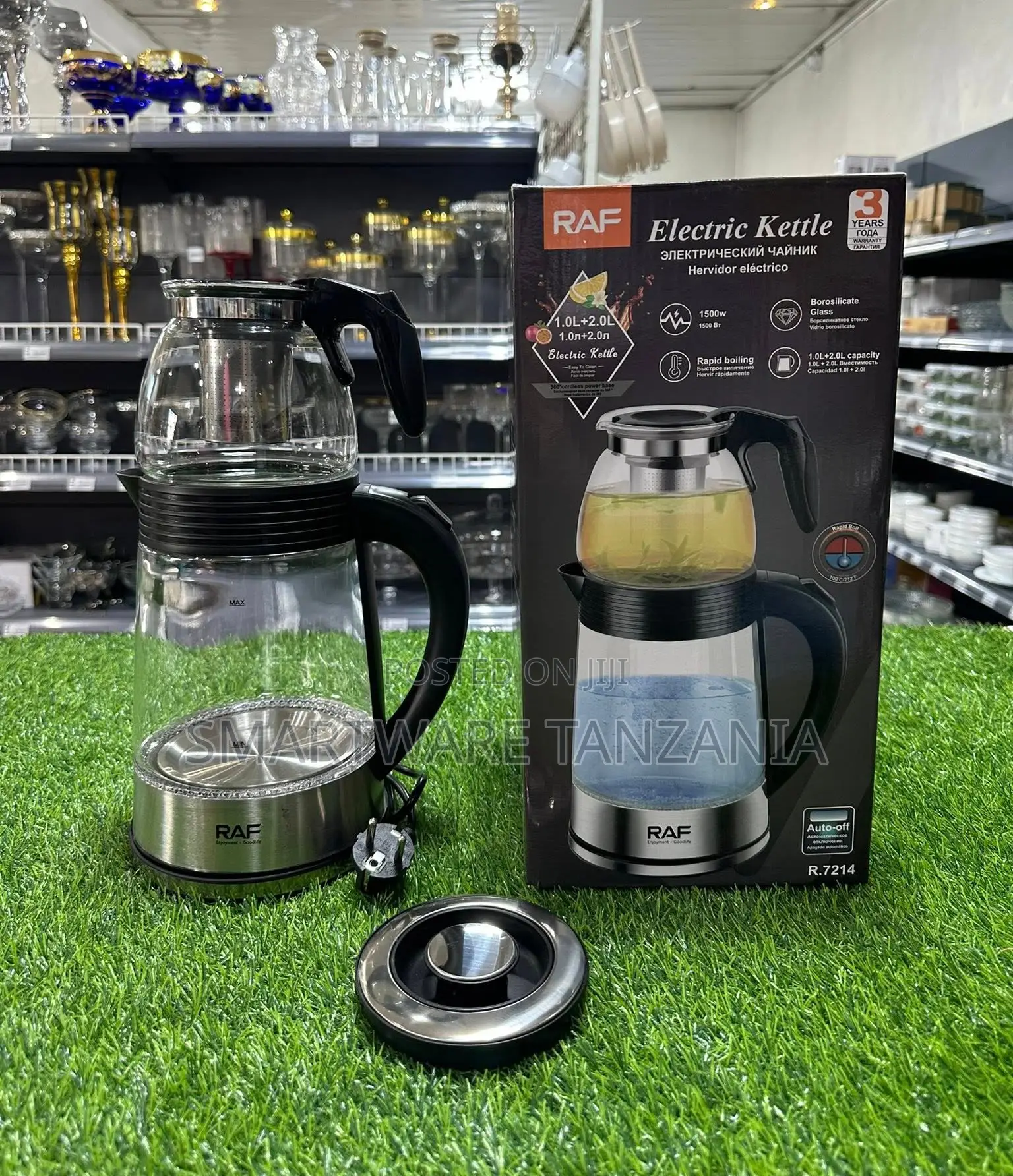Raf R.7214 1500w Borosilicate Glass Electric Kettle 1l+2l