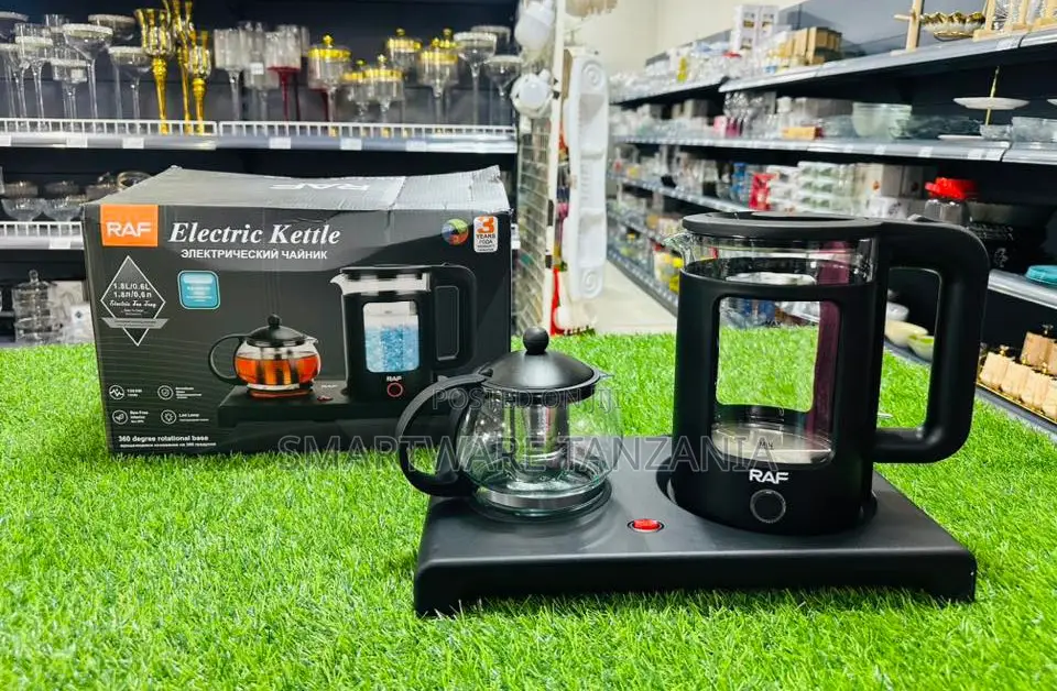 Raf Electric Kettle Tea Set 1.8l With Glass Teapot and Tray