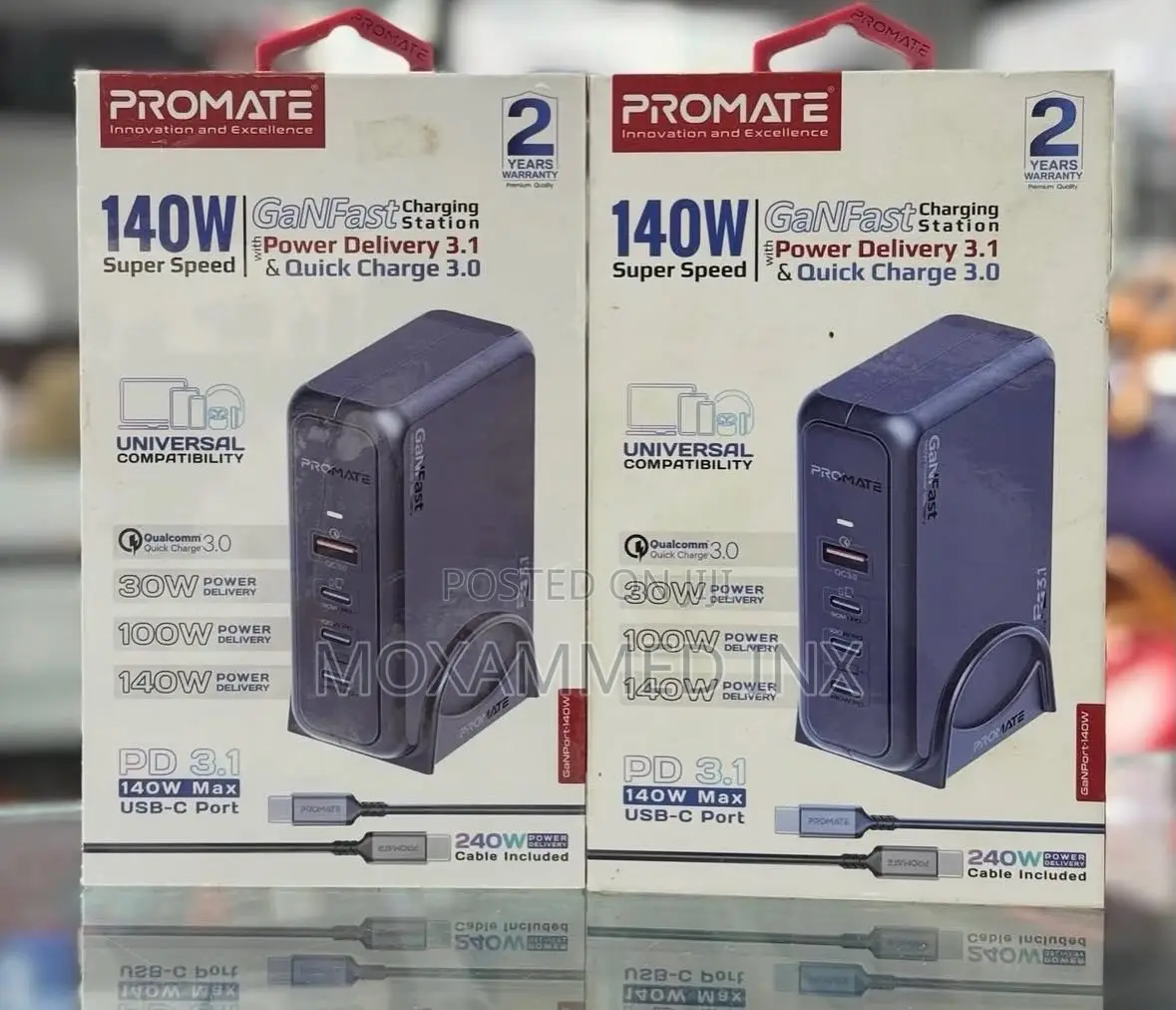 Promate 140w Ganpast Statio {Power Delivery 3.1super Speed