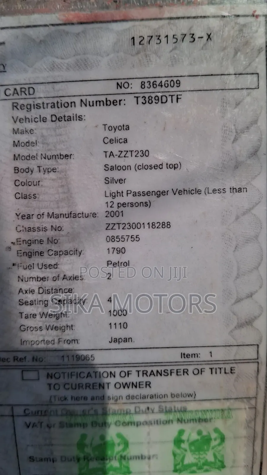 Toyota Celica TS 2001 Silver