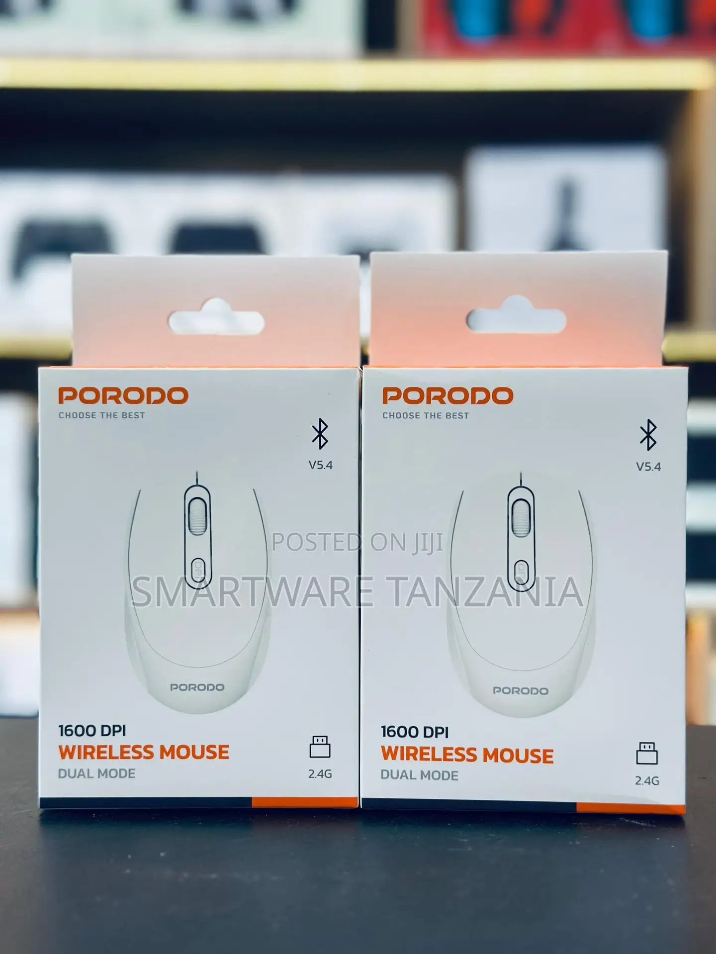 Porodo 1600 Dpi Dual Mode White Wireless Mouse Bluetooth 5.4