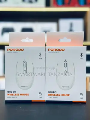 Porodo 1600 Dpi Dual Mode White Wireless Mouse Bluetooth 5.4