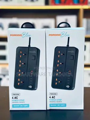 Porodo Blue Fwc034 4 Ac Power Strip 3000w Universal 3m Cable