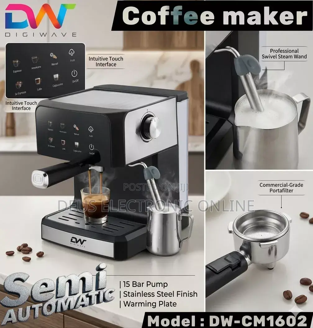 *Digiwave Semi Automatic Coffee Machine Model No :Cm1602 at 300,000*